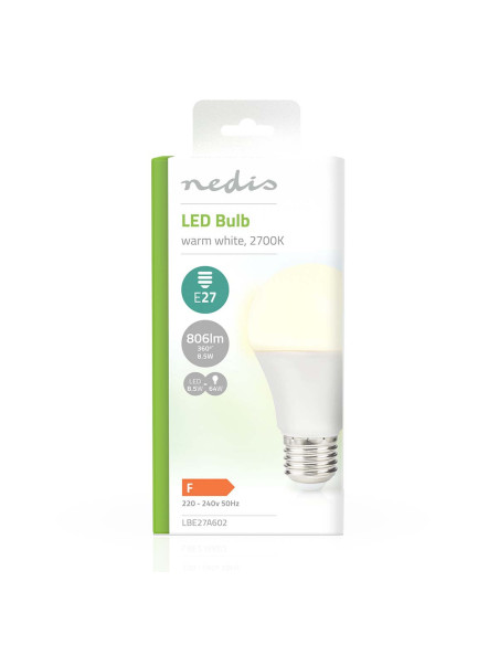 Ampoule LED E27  A60  8.5 W  806 lm  2700 K  Blanc Chaud  Style rétro