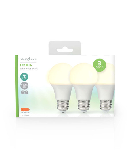 Ampoule LED E27  A60  8.5 W  806 lm  2700 K  Blanc Chaud  Style rétro