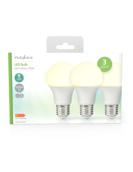 Ampoule LED E27  A60  11 W  1055 lm  2700 K  Blanc Chaud  Style rétro
