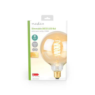 Ampoule LED filament E27  G95  3.8 W  250 lm  2100 K  Variable  Blanc