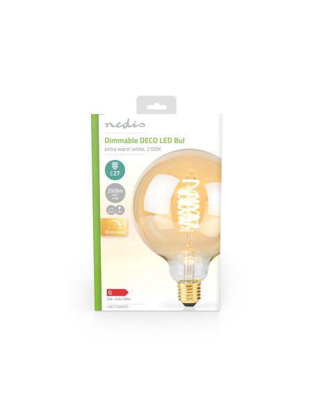 Ampoule LED filament E27  G95  3.8 W  250 lm  2100 K  Variable  Blanc