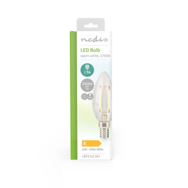 Lampe LED Ampoule E14  Bougie  2 W  250 lm  2700 K  Blanc Chaud  Style