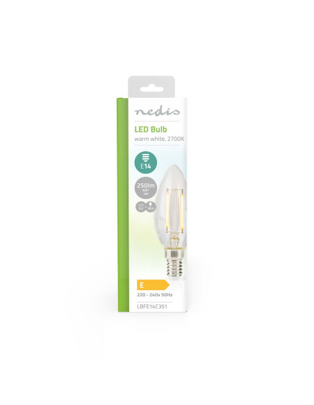 Lampe LED Ampoule E14  Bougie  2 W  250 lm  2700 K  Blanc Chaud  Style