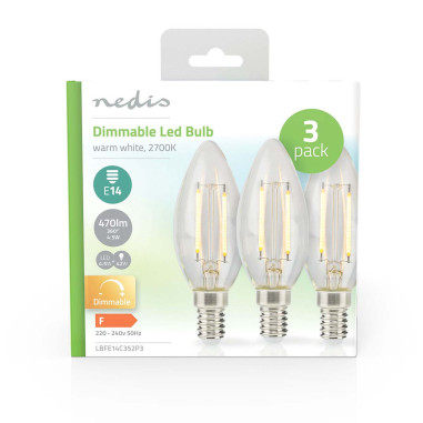 Lampe LED Ampoule E14  Bougie  4.5 W  470 lm  2700 K  Variable  Blanc