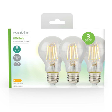 Ampoule LED filament E27  A60  4 W  470 lm  2700 K  Blanc Chaud  Style