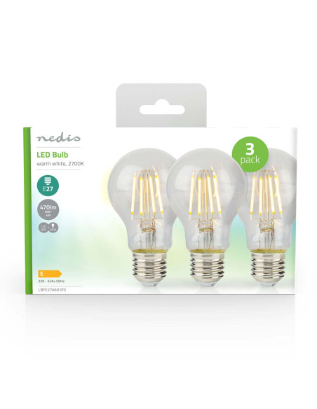 Ampoule LED filament E27  A60  4 W  470 lm  2700 K  Blanc Chaud  Style