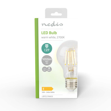 Ampoule LED filament E27  A60  8 W  1055 lm  2700 K  Blanc Chaud  Styl