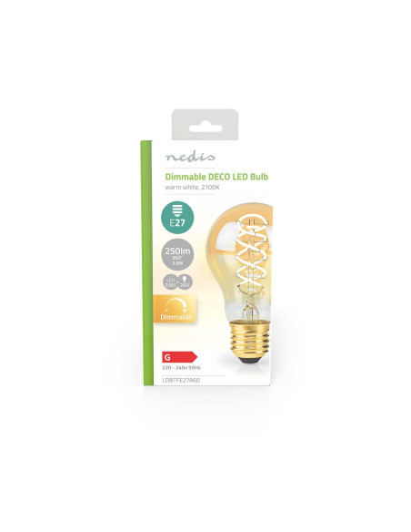 Ampoule LED filament E27  A60  3.8 W  250 lm  2100 K  Variable  Blanc