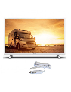 PHILIPS TV LED 24" 60cm Téléviseur HD 12V Tuner SAT Blanc pour Camping-car