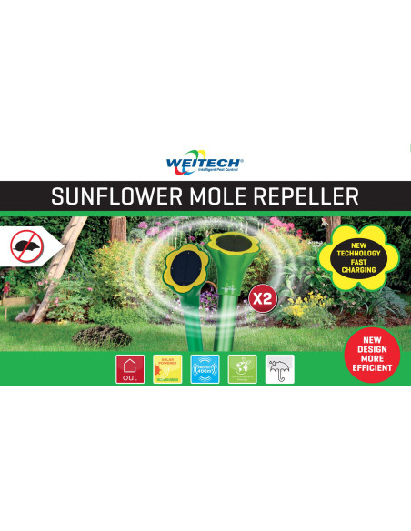 WEITECH Chasse taupes solaire pour Surface de 400m²