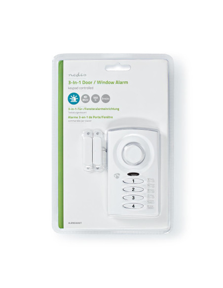 Alarme porte de fenêtre  Alimenté par pile  3x AAA/LR03  85 dB  Blanc