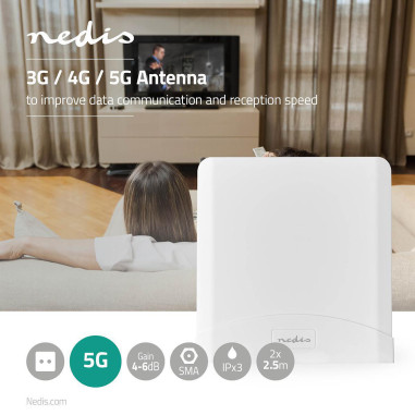 NEDIS Antenne 5G / 4G / 3G Intérieur ou extérieur 698-5000 MHz Blanc