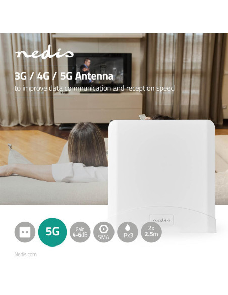 NEDIS Antenne 5G / 4G / 3G Intérieur ou extérieur 698-5000 MHz Blanc
