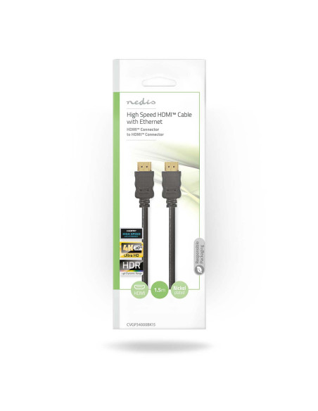 Câble HDMI Haute Vitesse avec ethernet  1,5m
