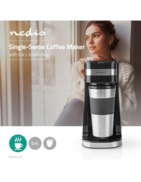Machine à café  Filtre a café  0.4 l  1 Tasses  Argent / Noir