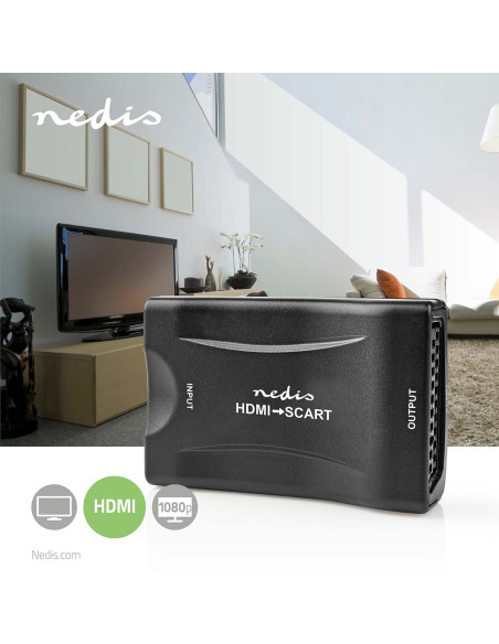 Convertisseur HDMI  HDMI? entrée  SCART Femelle  Une voie  1080p  1.2