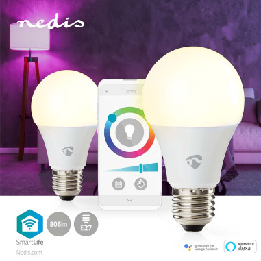 Ampoule SmartLife toute couleur  Wi-Fi  E27  806 lm  9 W  Blanc chaud