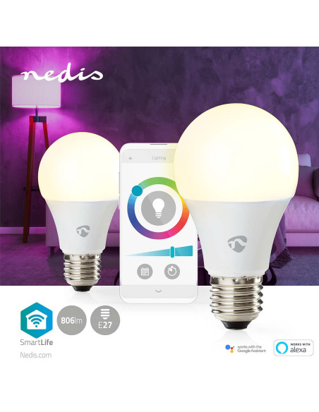 Ampoule SmartLife toute couleur  Wi-Fi  E27  806 lm  9 W  Blanc chaud