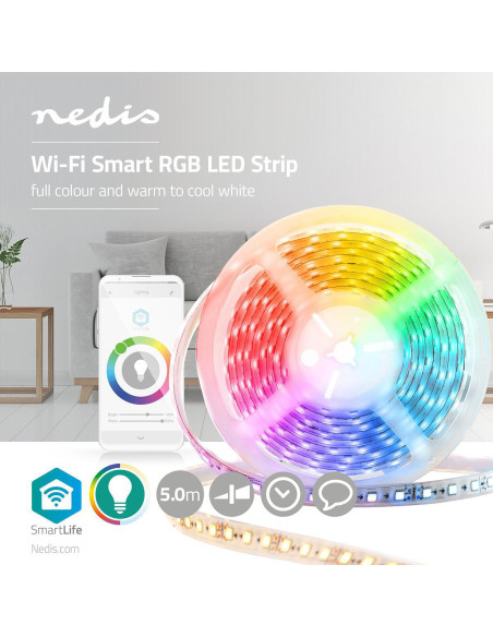 Bande LED SmartLife  Wi-Fi  Blanc Chaud / Blanc Froid / RGB  SMD  5.00