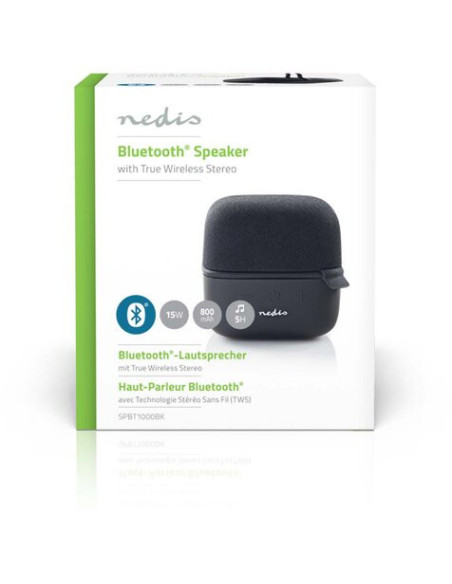 NEDIS Haut-parleur Bluetooth 15W Autonomie 4H Micro intégré Noir