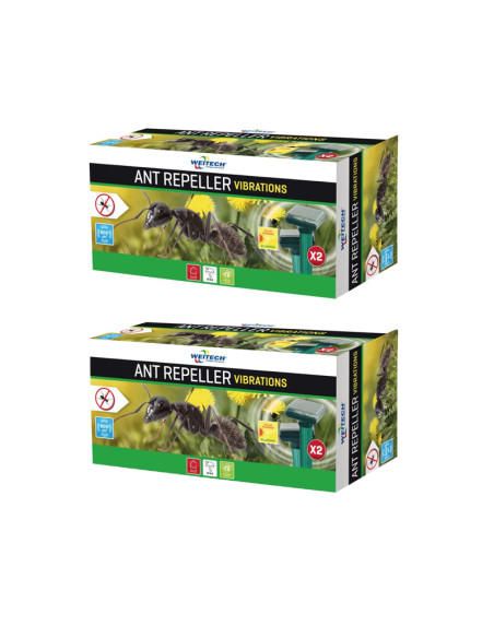 PACK WEITECH 2x Répulsif à fourmis à ultrasons Surface 2x400m² vibrations