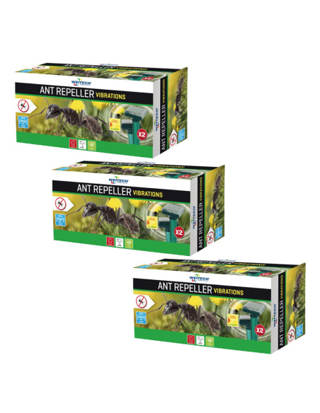 PACK WEITECH 3x Répulsif à fourmis à ultrasons Surface 2x400m² vibrations