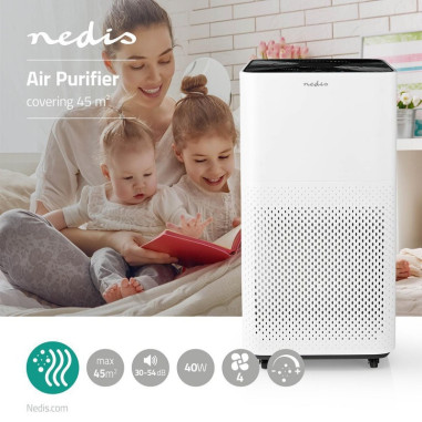 PACK NEDIS Purificateur d'Air 20 m2 35 Watts 3 Vitesses + Purificateur d'Air 45 m2 30 - 54 dB Indicateur de Qualité de l'Air