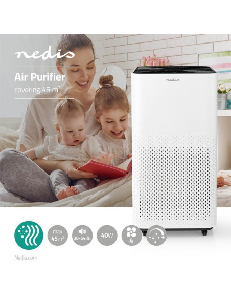 PACK NEDIS Purificateur d'Air 20 m2 35 Watts 3 Vitesses + Purificateur d'Air 45 m2 30 - 54 dB Indicateur de Qualité de l'Air