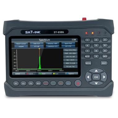 SATLINK ST-6986 Mesureur de Champ PRO DVB-S2/S, DVB-T/T2, DVB-C h.265 hevc 10 Bit 4k