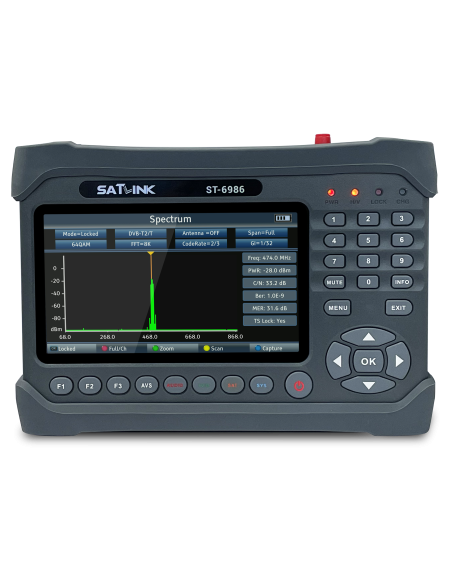 SATLINK ST-6986 Mesureur de Champ PRO DVB-S2/S, DVB-T/T2, DVB-C h.265 hevc 10 Bit 4k