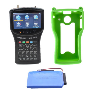 PACK SATLINK WS6979 MESUREUR DE CHAMP COMBO DVB S2/T2 + Batterie Supplémentaire + Coque Silicone Verte