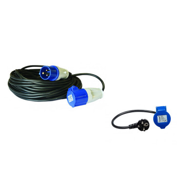 Pack ANTARION Rallonge électrique 15m P17 + Adaptateur femelle pour Camping-Car