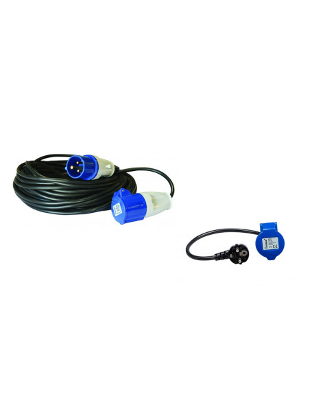 Pack ANTARION Rallonge électrique 15m P17 + Adaptateur femelle pour Camping-Car