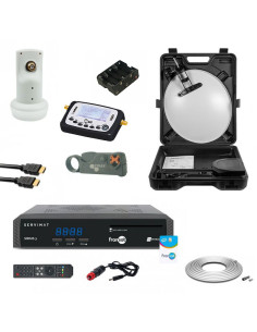 Pack MEGASAT Parabole acier 40cm + LNB Single HDSAT + Récepteur Fransat + Dénudeur
