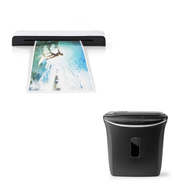 Pack NEDIS Machine à plastifier + Destructeur de documents 12L