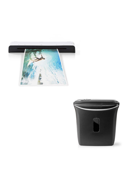 Pack NEDIS Machine à plastifier + Destructeur de documents 12L