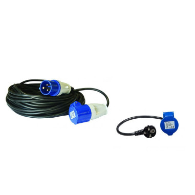 Pack ANTARION Rallonge électrique 25m P17 + Adaptateur femelle pour Camping-Car