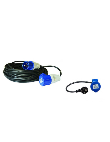 Pack ANTARION Rallonge électrique 25m P17 + Adaptateur femelle pour Camping-Car