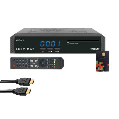 SERVIMAT III Récepteur TV satellite Full HD + Carte d'accès TNTSAT V6 Astra 19.2E + Câble HDMI