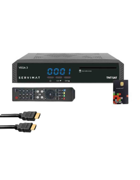 SERVIMAT III Récepteur TV satellite Full HD + Carte d'accès TNTSAT V6 Astra 19.2E + Câble HDMI