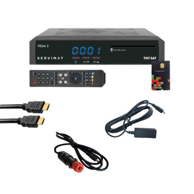 PACK SERVIMAT Récepteur satellite Full HD + Carte TNTSAT V6 + Câble 12V + Câble HDMI + Déport IR
