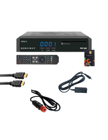PACK SERVIMAT Récepteur satellite Full HD + Carte TNTSAT V6 + Câble 12V + Câble HDMI + Déport IR