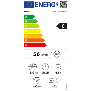 INDESIT Lave-linge TOP 6kg 1000 Trs/min Programme RapidWash