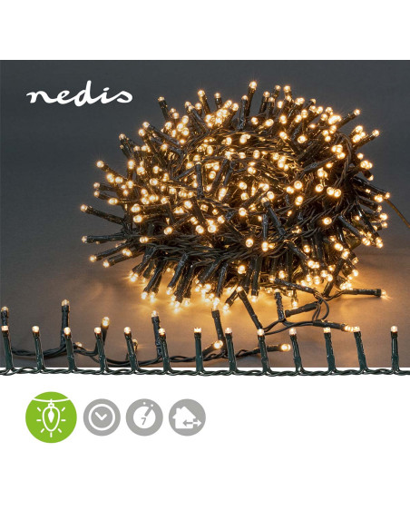Lumières Décoratives  Cluster compact  560 LED's  Blanc Chaud  11.2 m