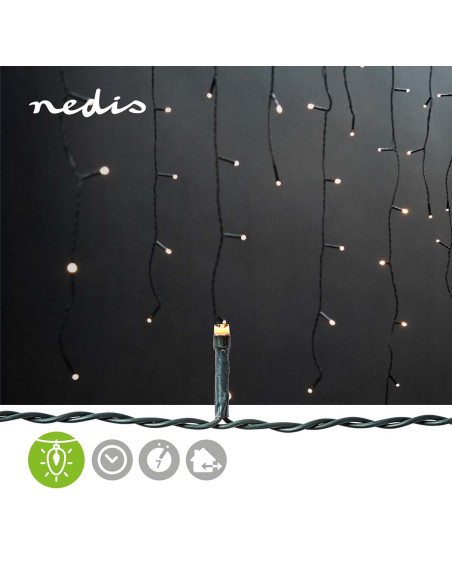 Lumières Décoratives à Glaçons  180 LED's  Blanc Chaud  5.90 m  Effets