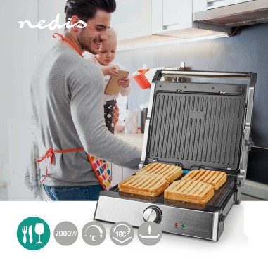 Grill de Contact  2000 W  29 x 23 cm  Contrôle de la température régla