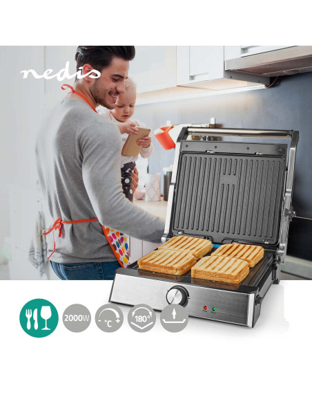 Grill de Contact  2000 W  29 x 23 cm  Contrôle de la température régla