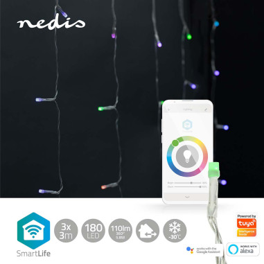 LED Décorative SmartLife  Rideau  Wi-Fi  RGB  180 LED's  3 m  Android?