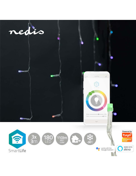 LED Décorative SmartLife  Rideau  Wi-Fi  RGB  180 LED's  3 m  Android?
