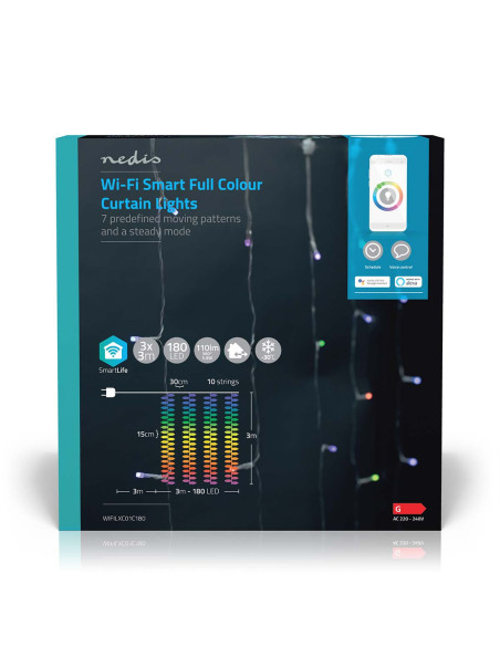 LED Décorative SmartLife  Rideau  Wi-Fi  RGB  180 LED's  3 m  Android?